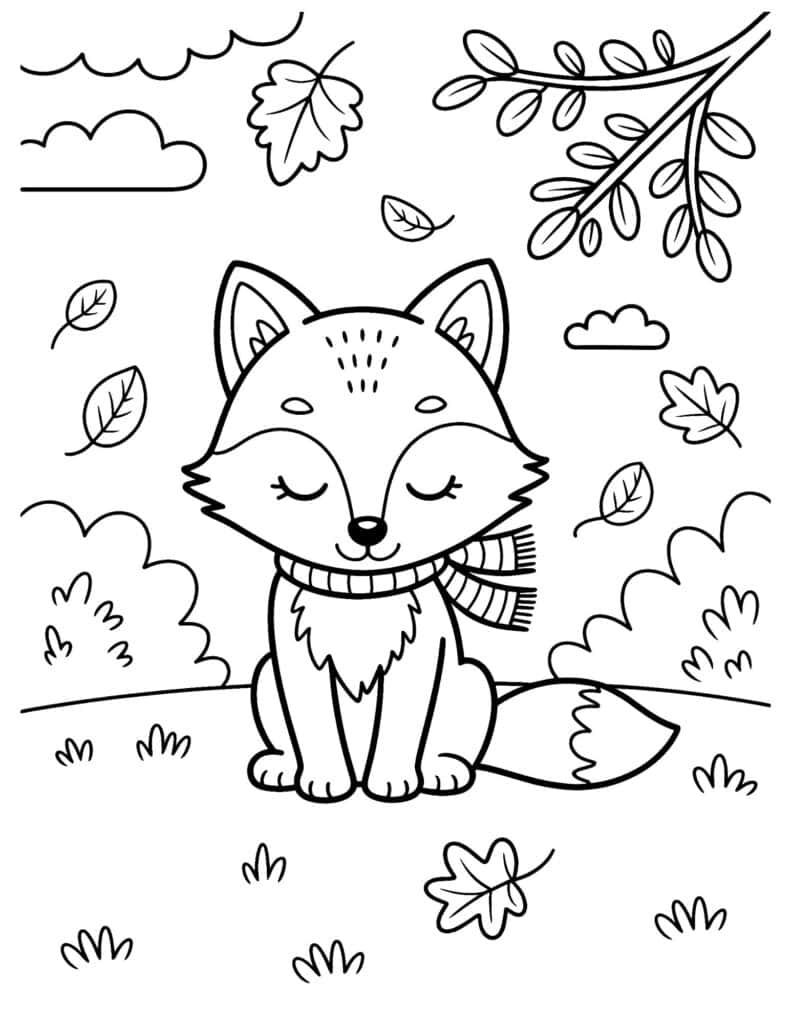 Cozy fox wearing a scarf
