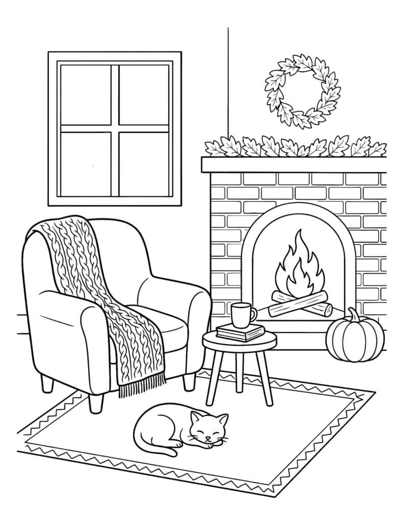 Cozy fireplace scene