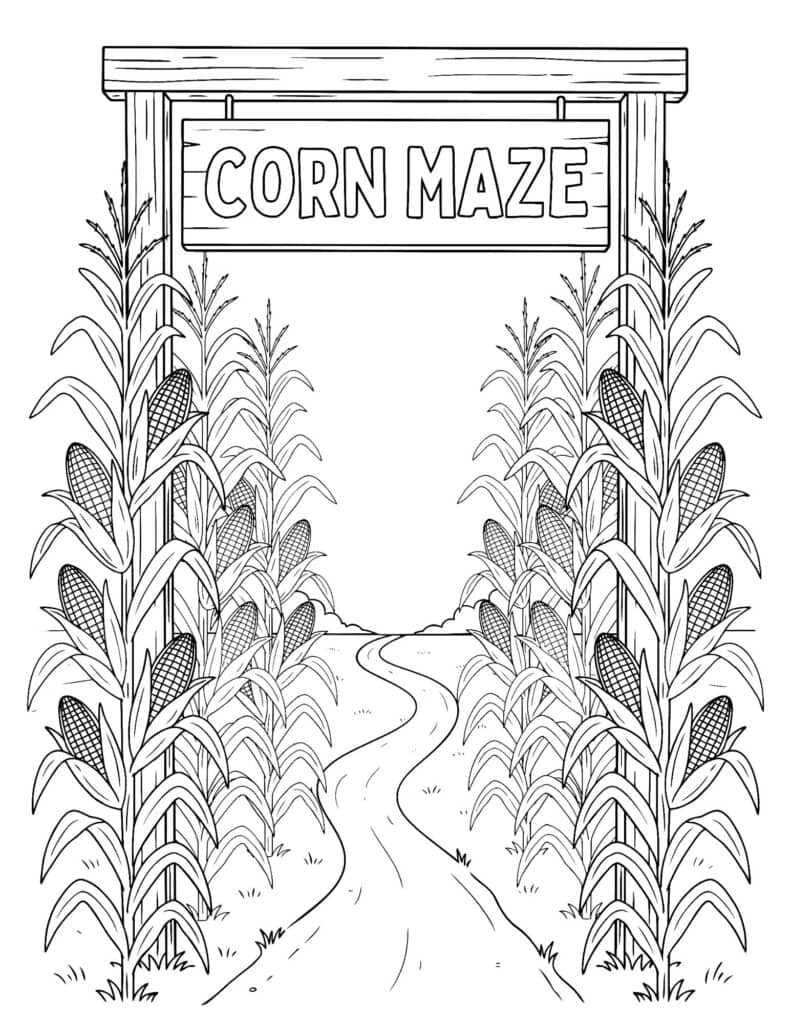 corn maze entrance coloring page