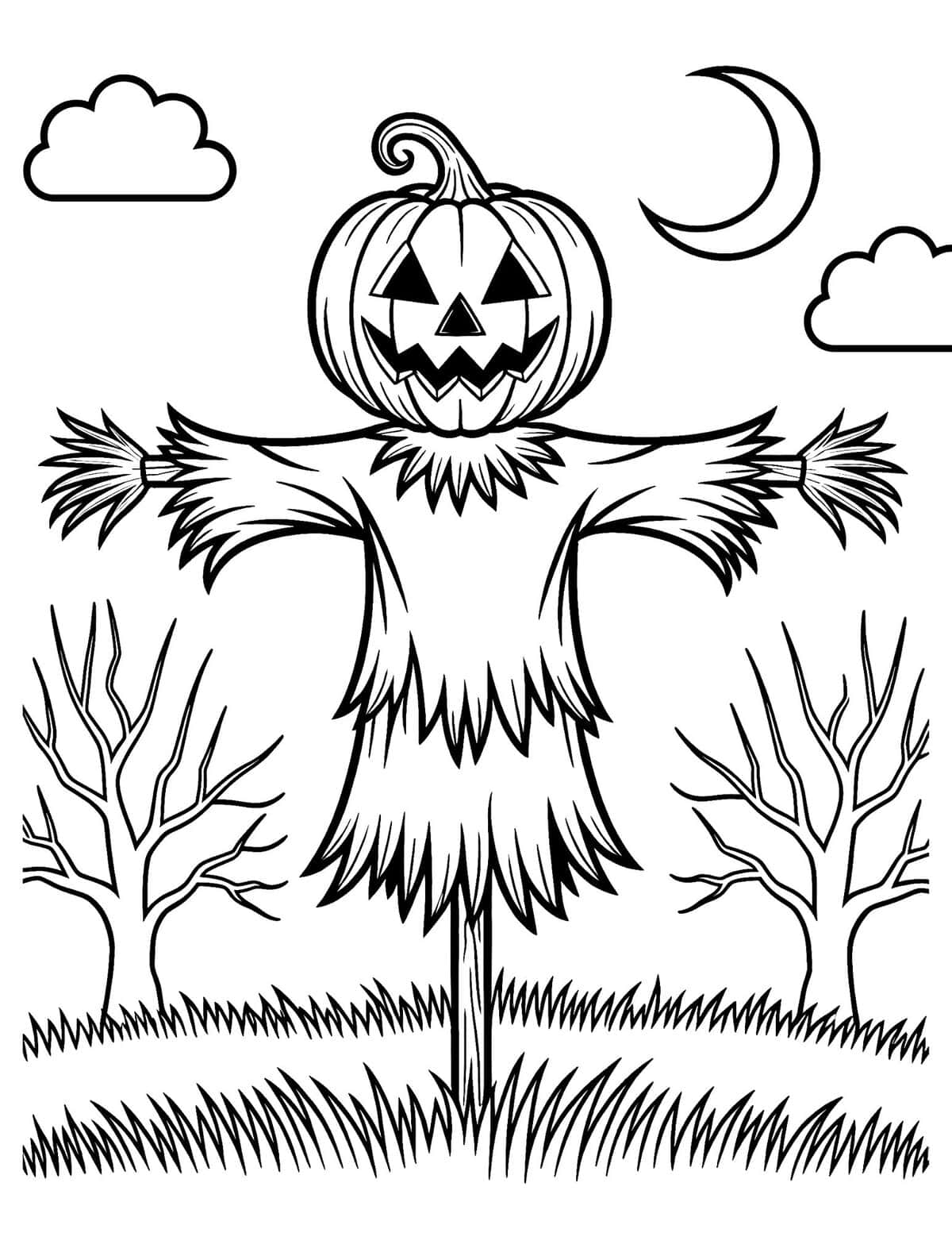 Pumpkin-Headed Scarecrow monster coloring page