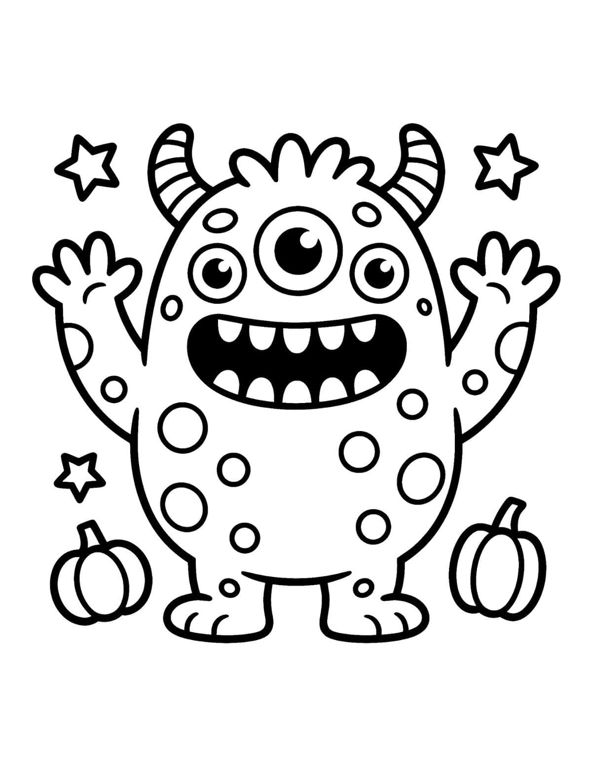 Three-Eyed Monster coloring page