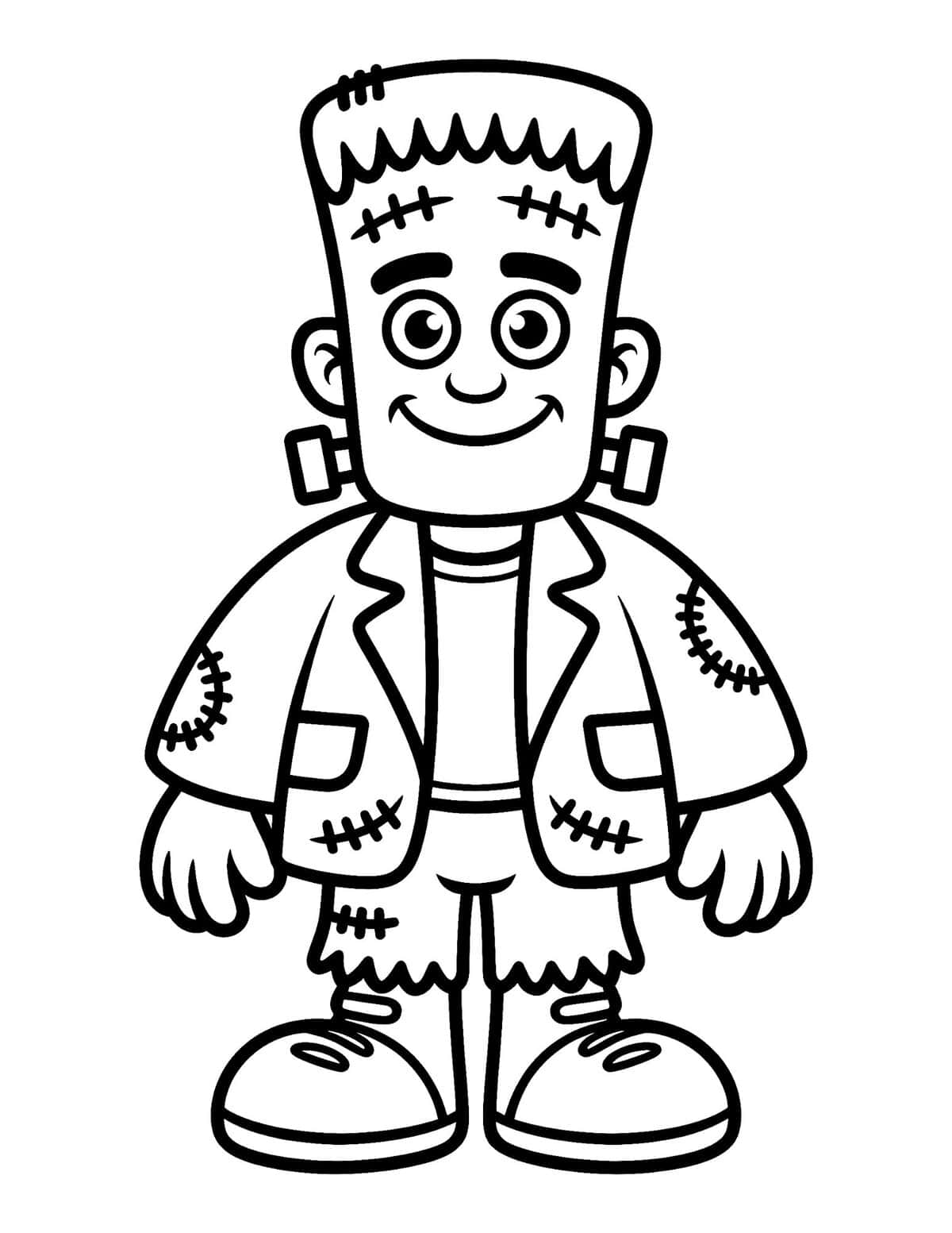 friendly Frankenstein's monster coloring page