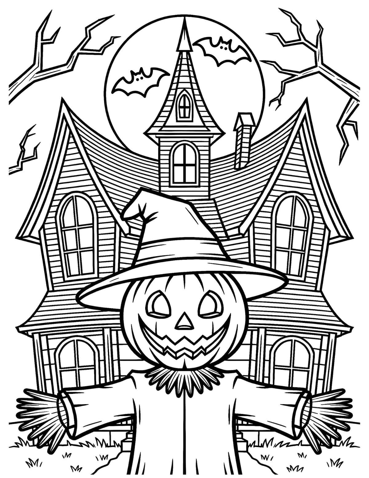 Pumpkin Scarecrow and Haunted House