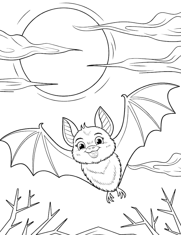 Flying Bat around Full Moon