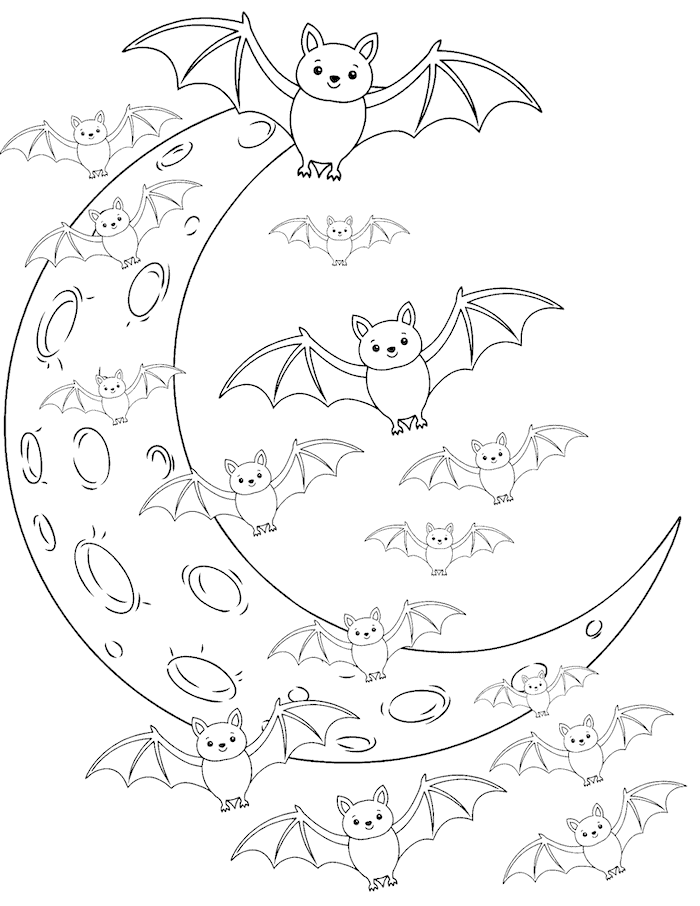 Bat Colony Coloring Page