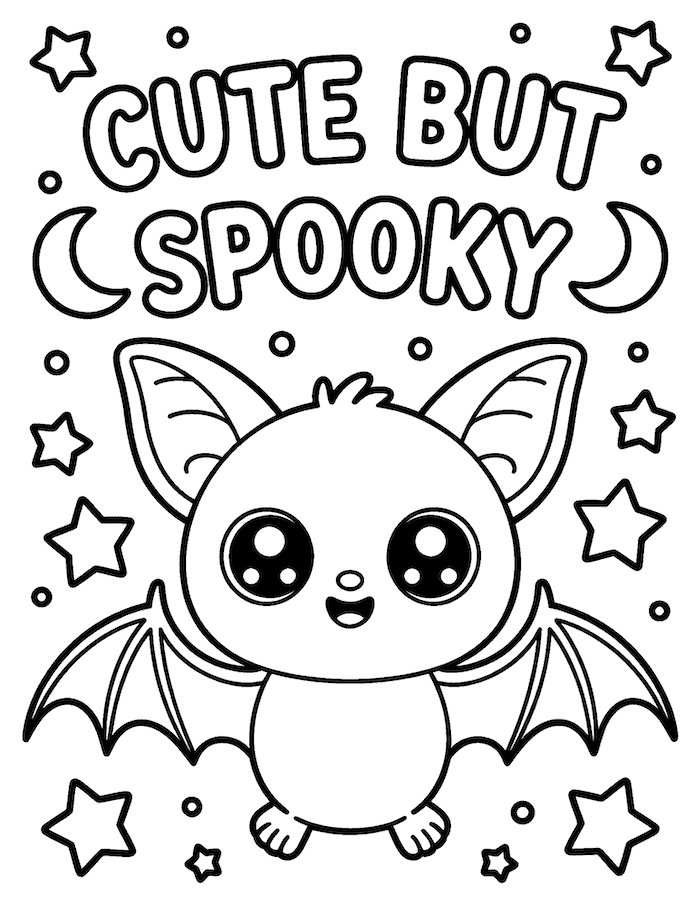 Cute But Spooky Bat Coloring Page
