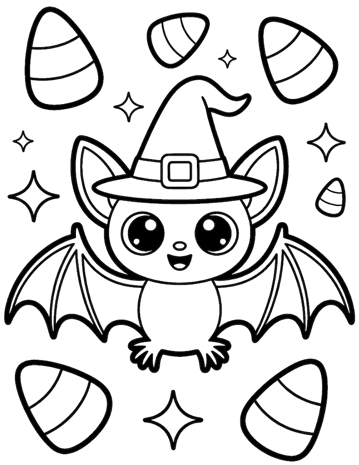 Witch Bat Coloring Page