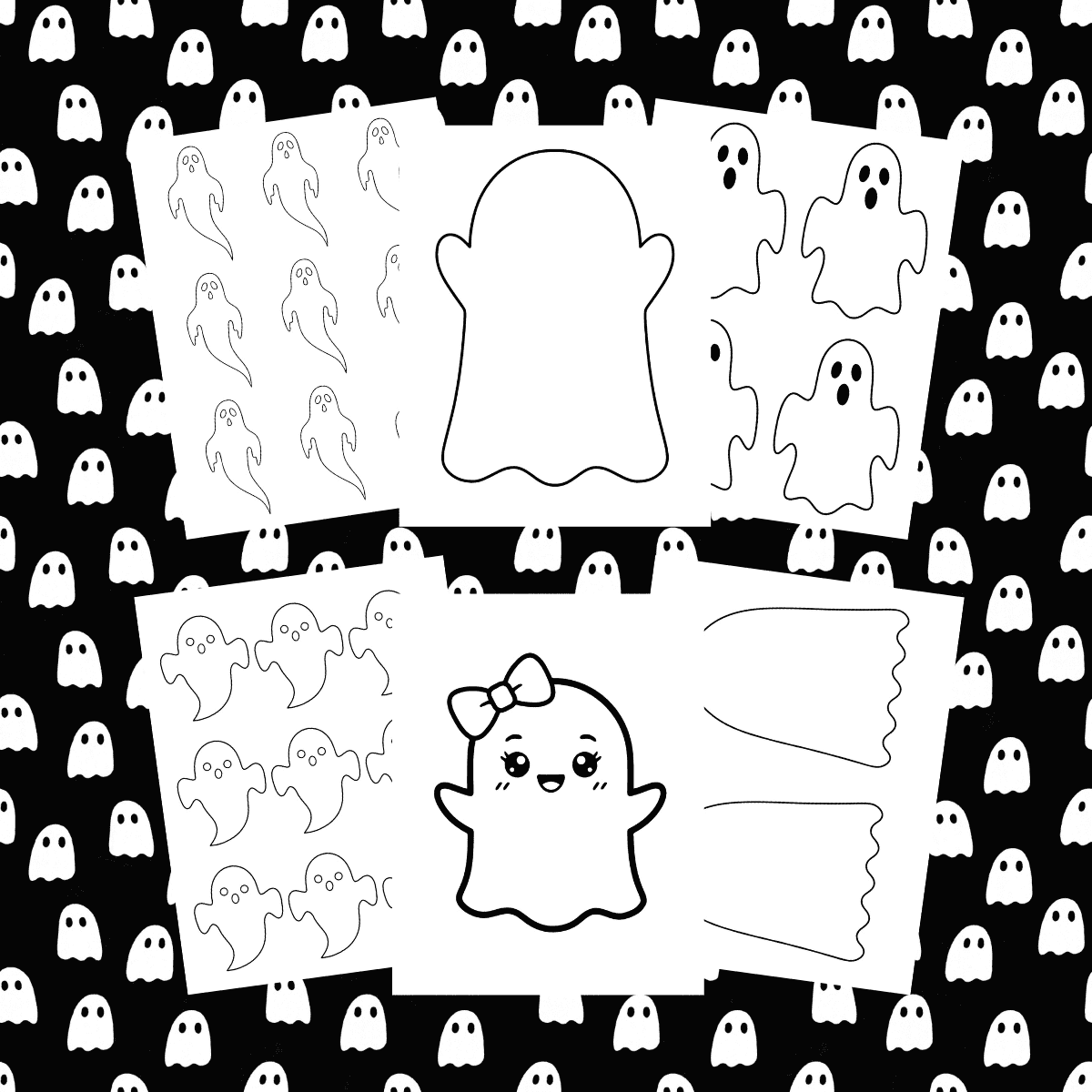 ghost templates on black and white ghost background