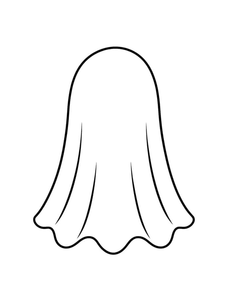 large flowing sheet ghost template with draped folds and a wavy hem