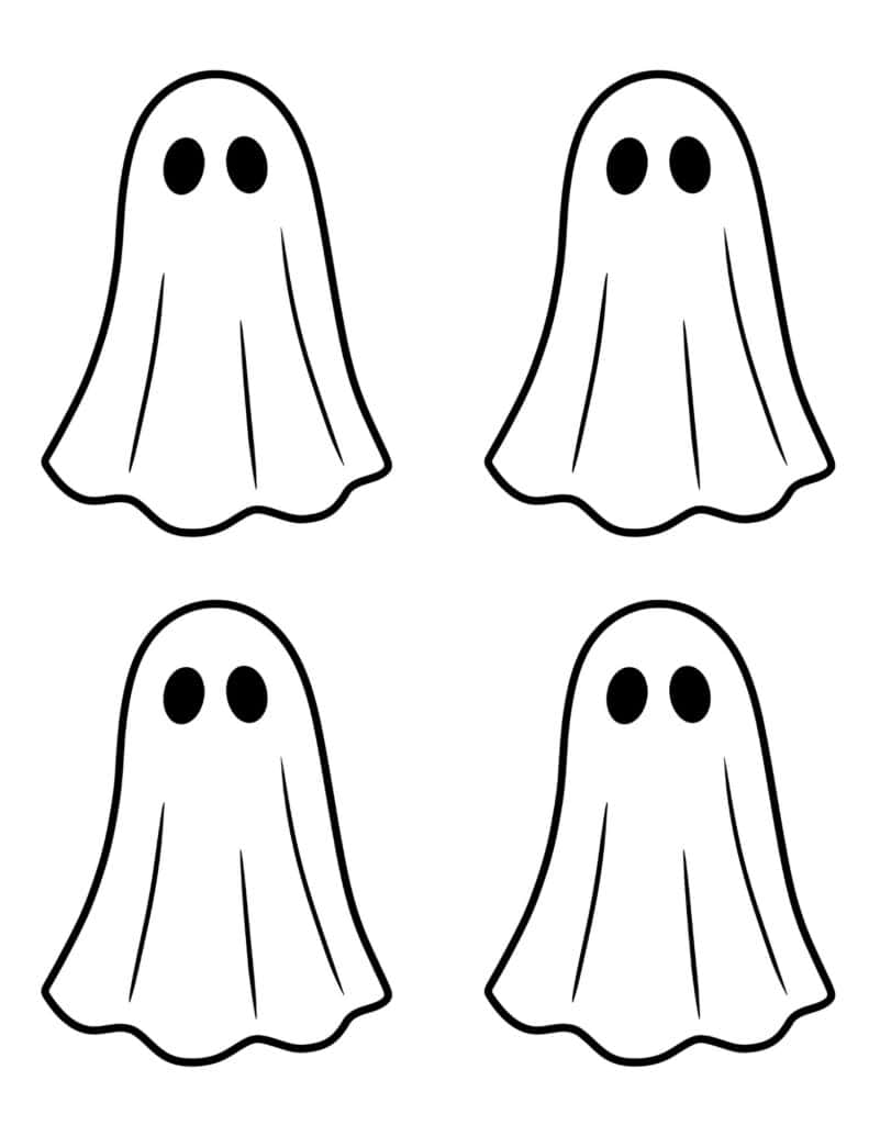 four small sheet ghosts with black eyes
