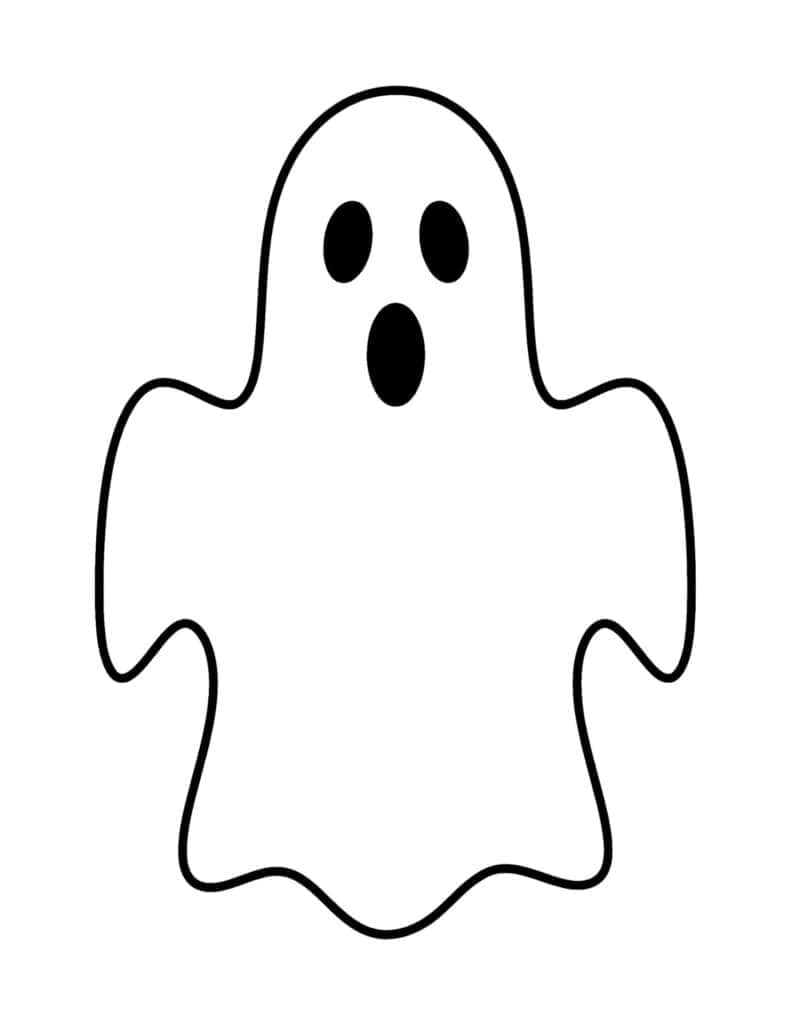 large surprised ghost with raised arms and a wavy body