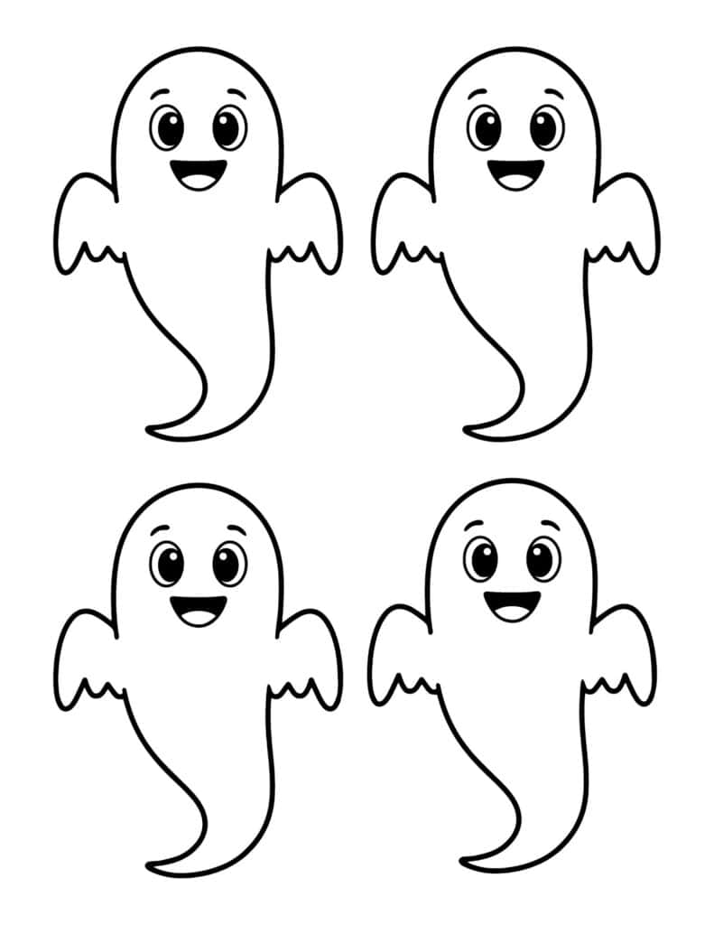 four small happy ghosts