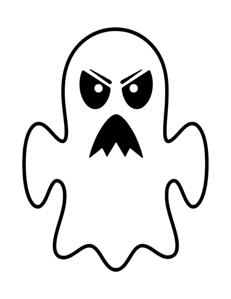 large angry ghost with raised arms, narrowed eyes, and a jagged mouth