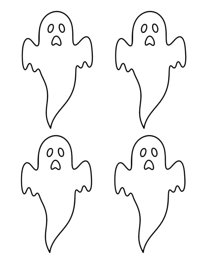 four small spooky floating ghost