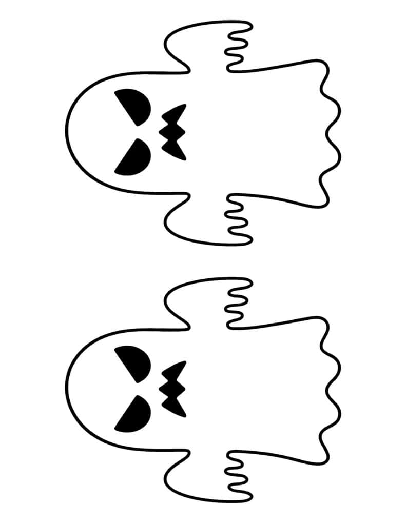 two scary ghost shapes with angry Halloween faces