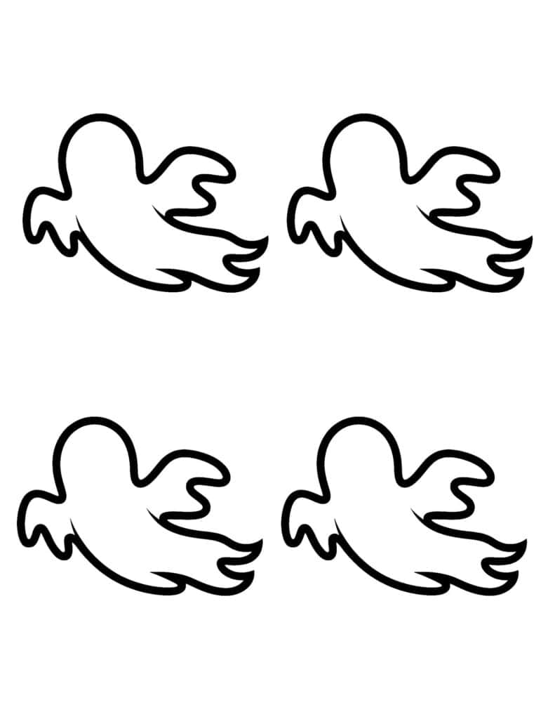 four blank flying ghost outlines with windswept tails