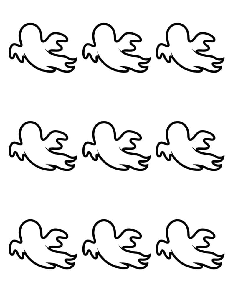 nine small flying ghost shapes