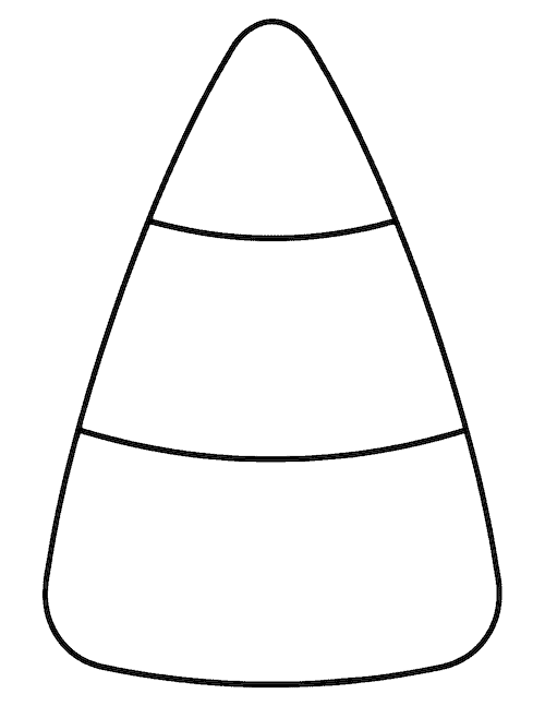 Simple candy corn coloring page with a large blank candy corn outline