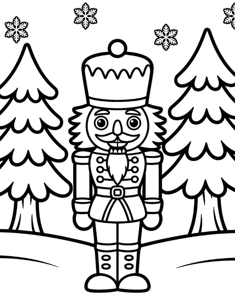 Nutcracker in a Snowy Forest