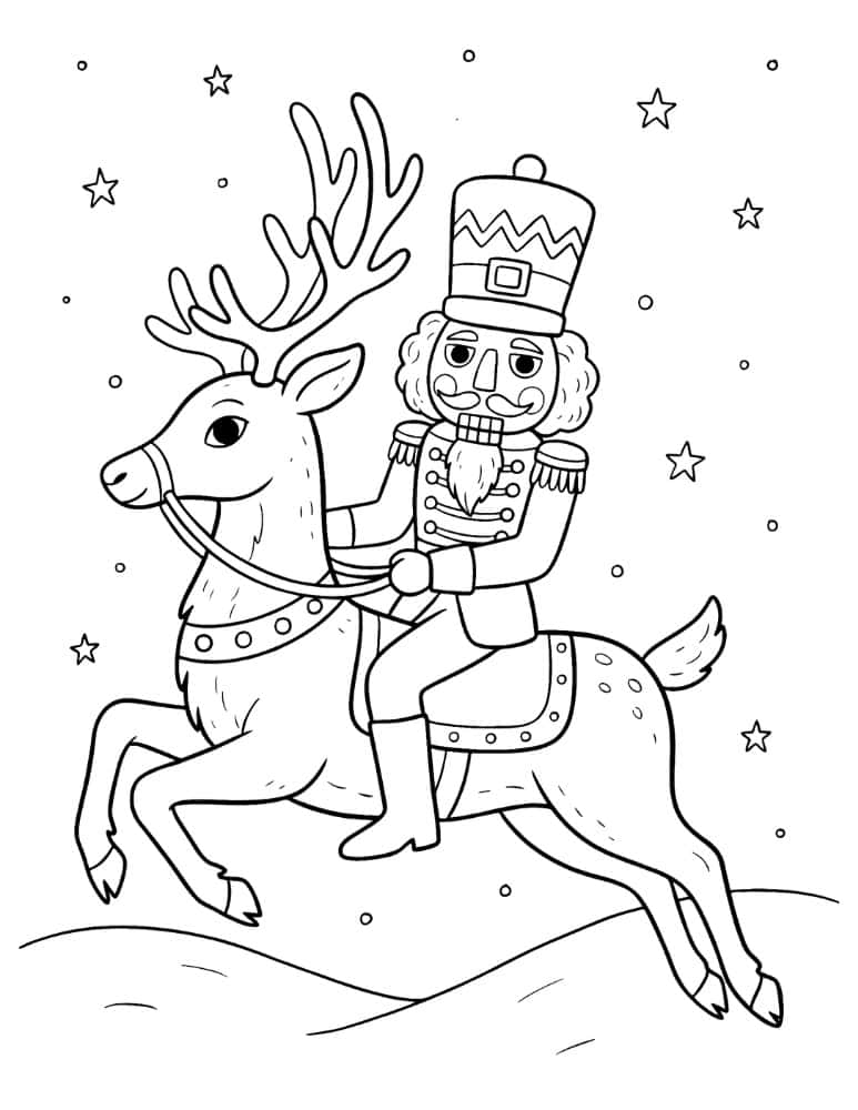 Nutcracker Riding a Christmas Reindeer