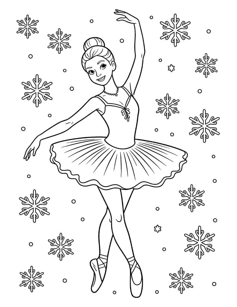 Christmas Ballerina Coloring Page