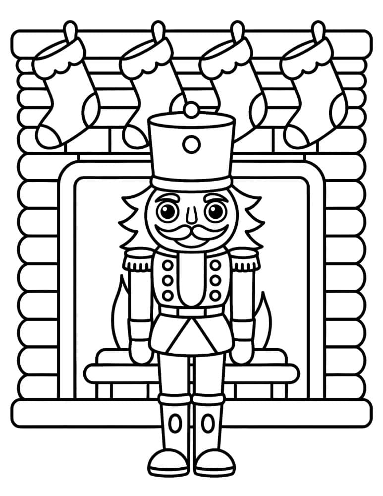 Nutcracker by the Christmas Fireplace
