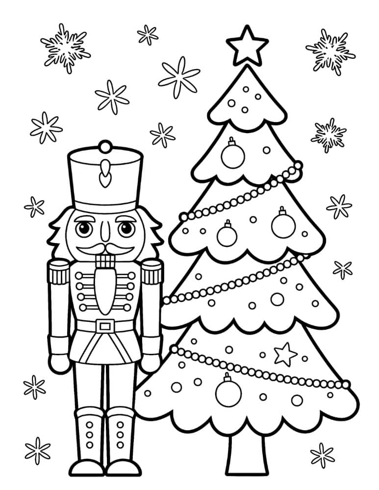 Nutcracker Beside a Decorated Christmas Tree
