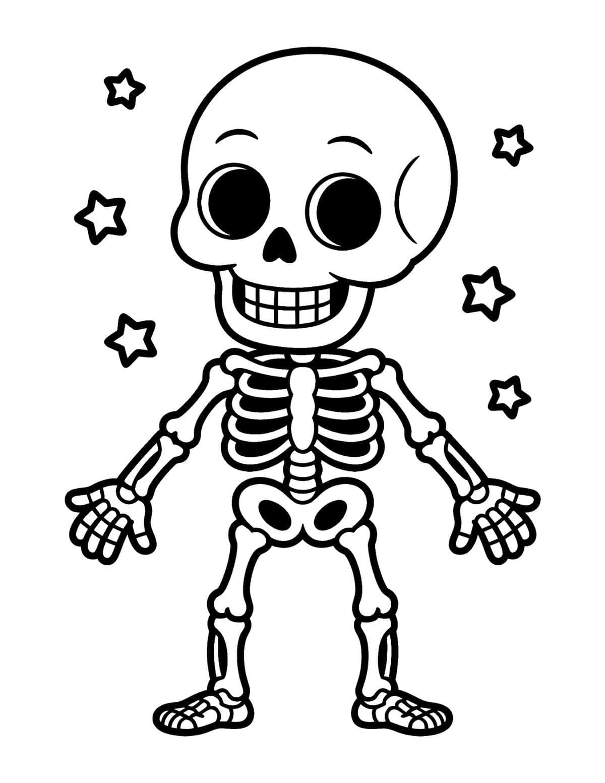 Happy Skeleton Coloring Page
