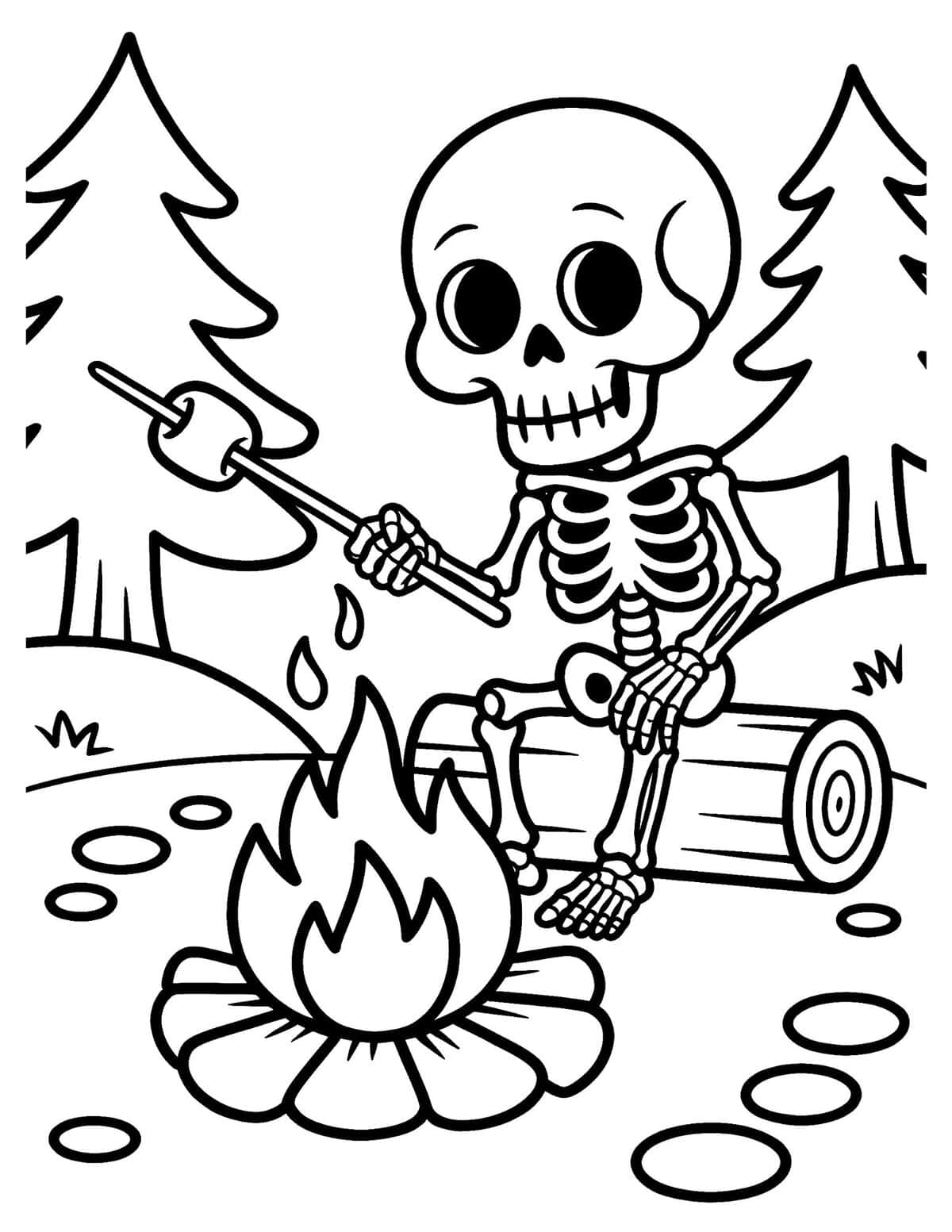 Camping Skeleton Roasting Marshmallows