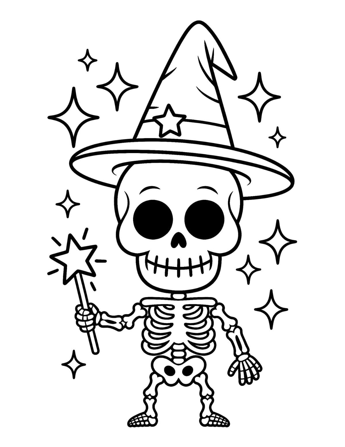 Witch Skeleton Coloring Page