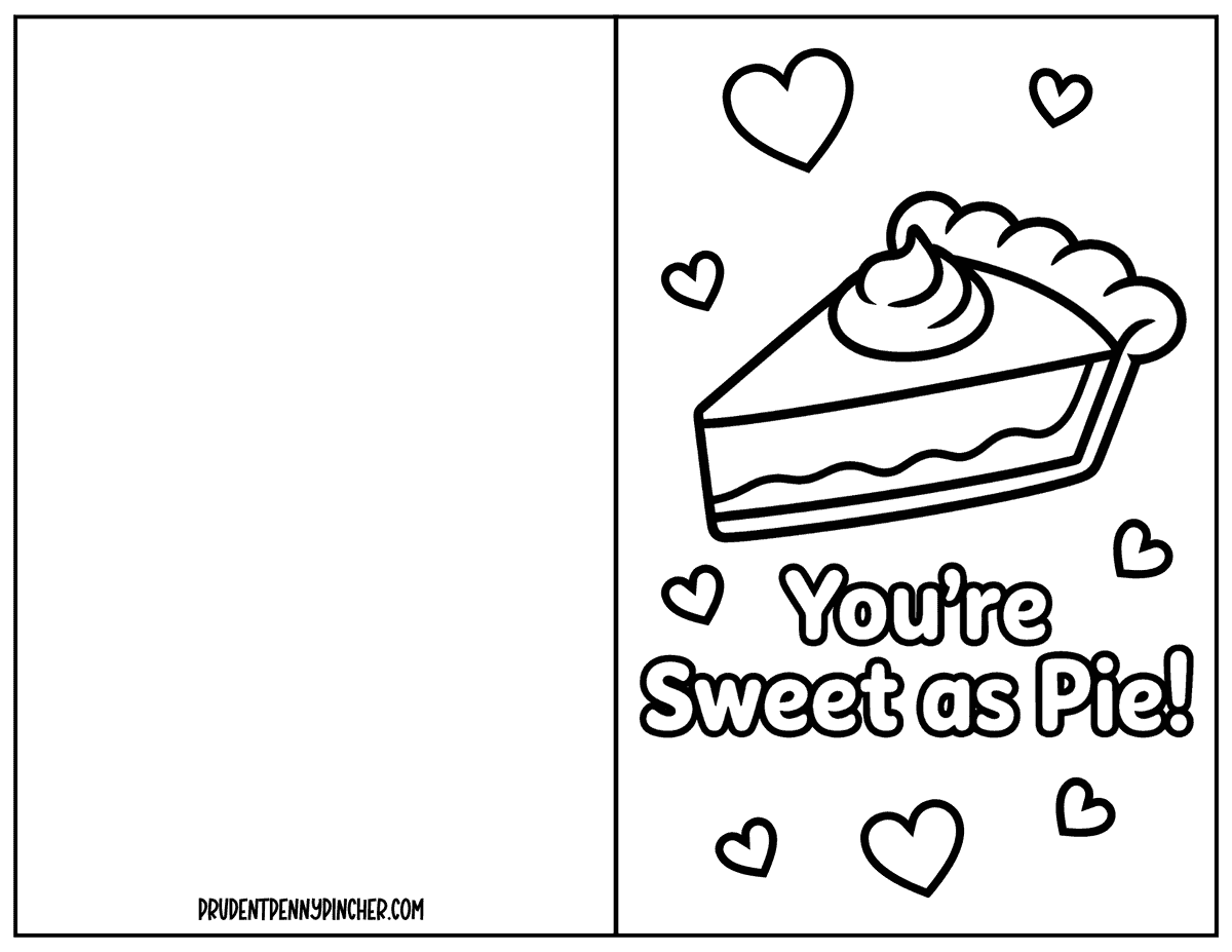 Pumpkin pie slice and hearts card