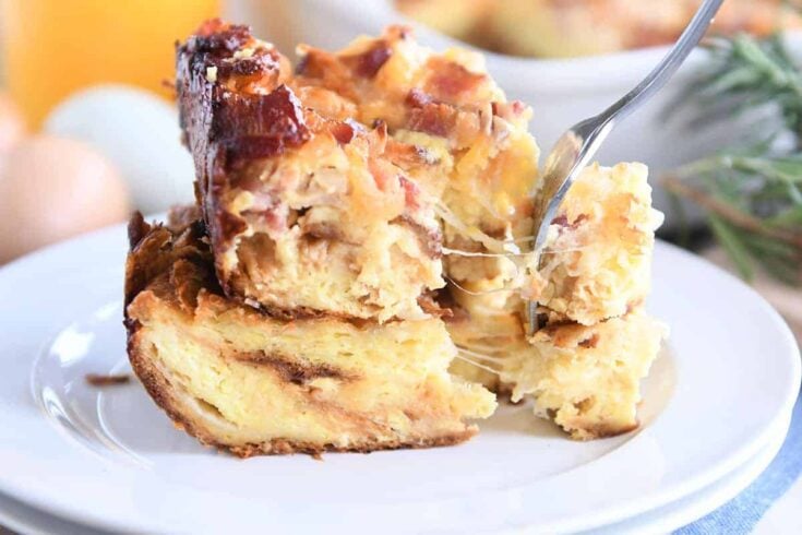 Image for Overnight Cheesy Bacon Croissant Breakfast Casserole